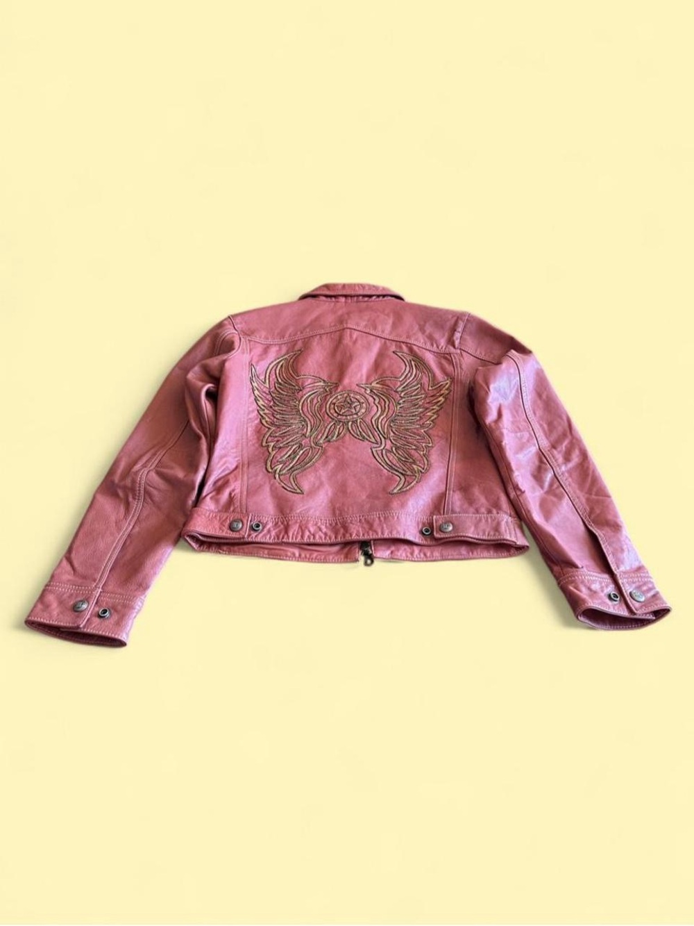 Vintage Harley Davidson Salmon Pink Wing Leather Jacket Women’s Size XS